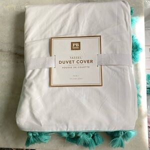Pottery Barn Teen Green Tassel Duvet Cover Size Twin PB Teen NWT